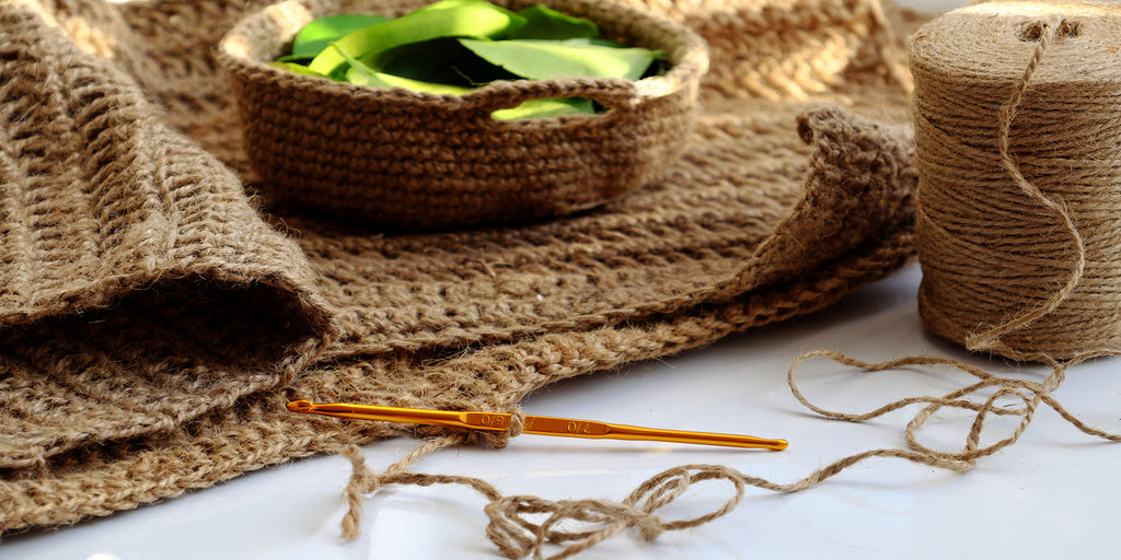 jute and crochet needle