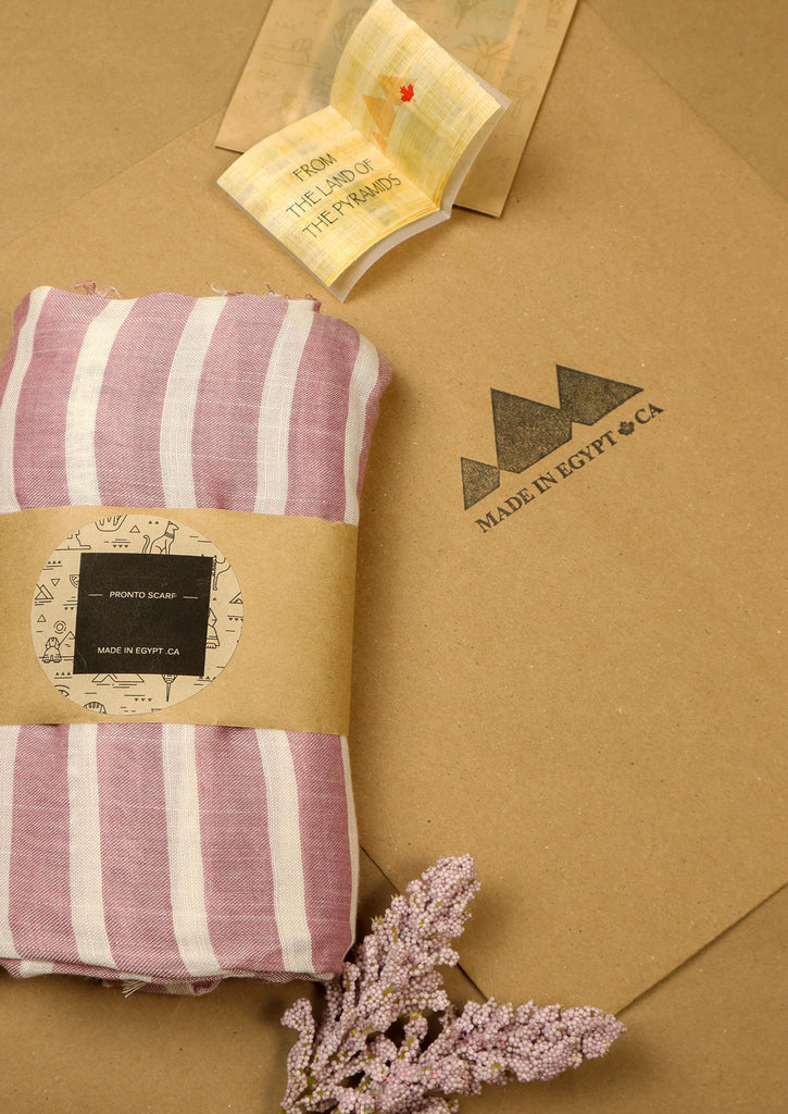 Eco friendly packaging mailer with papyrus card - packaged Blush Scarf