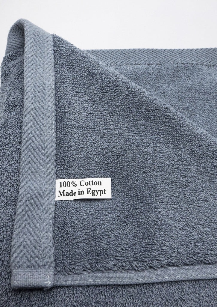 100% cotton made in Egypt label on anchor grey towel