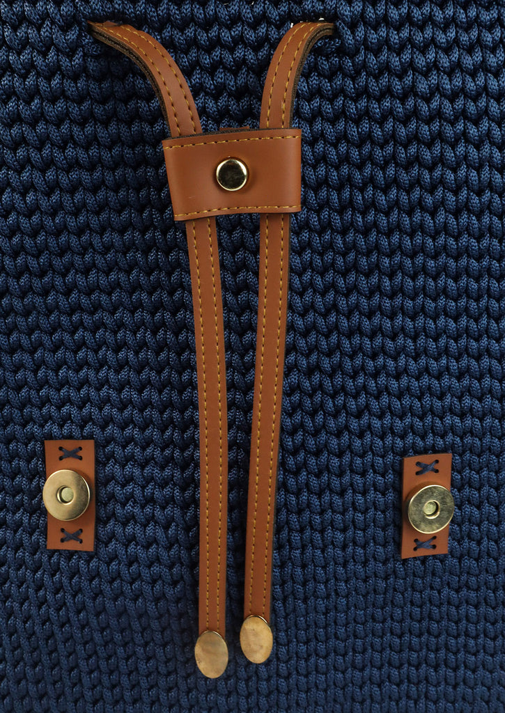 Handmade Crochet Backpack - Deep Blue - straps