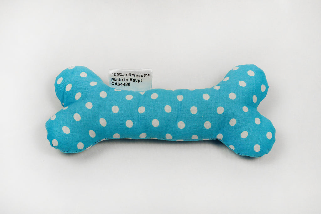 cayan with white dots toy bone