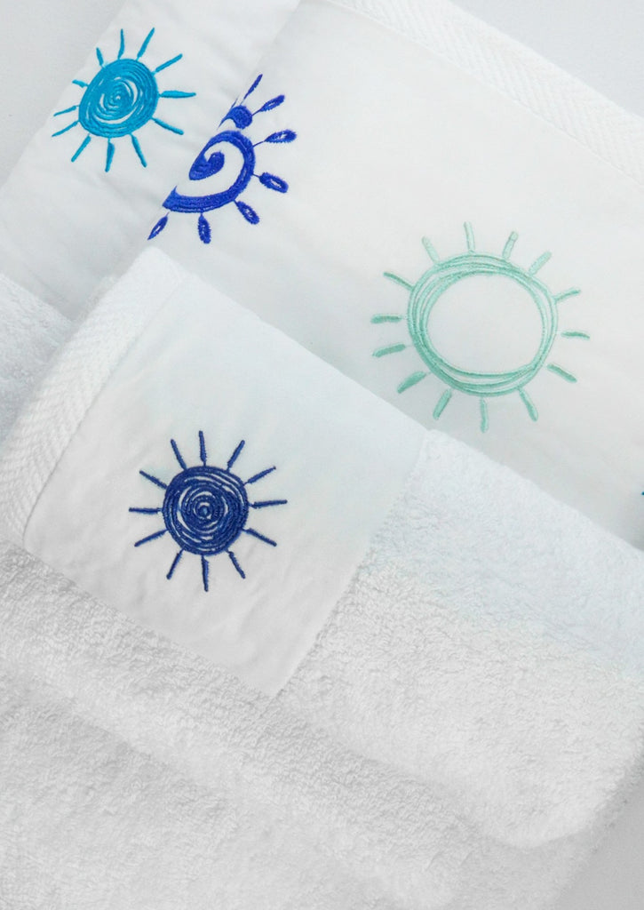 set of 3 embroidered white white towels