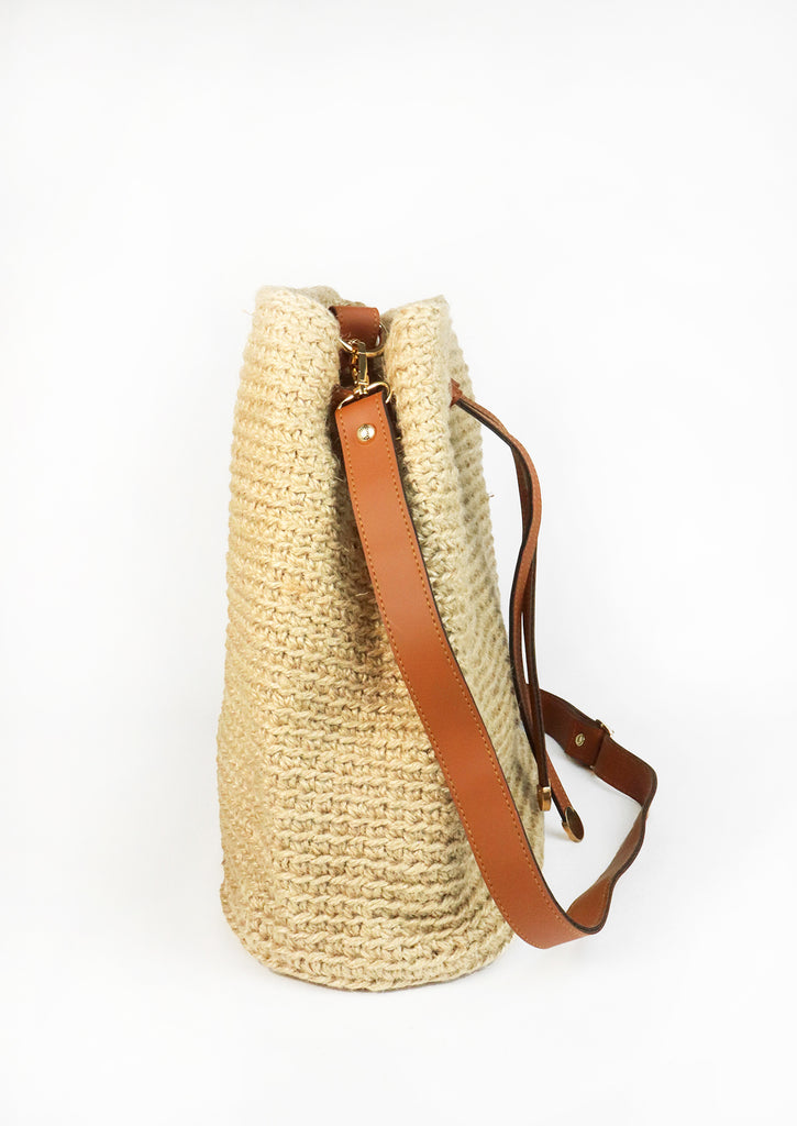  Handmade Jute Crossbody Bag - left side