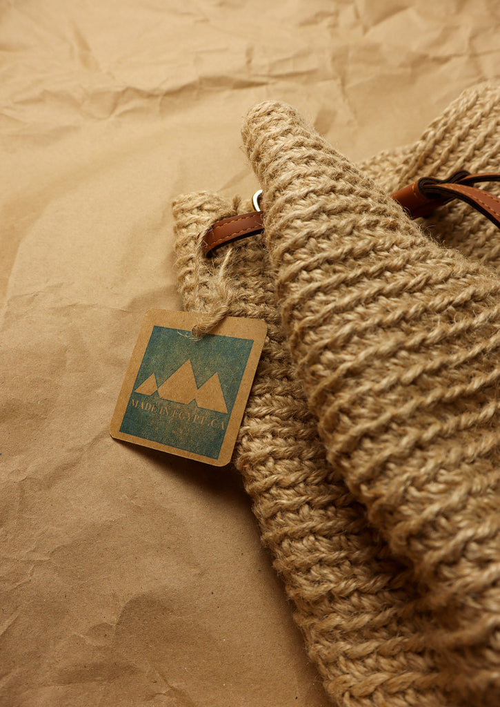  Handmade Jute Crossbody Bag on Kraft paper