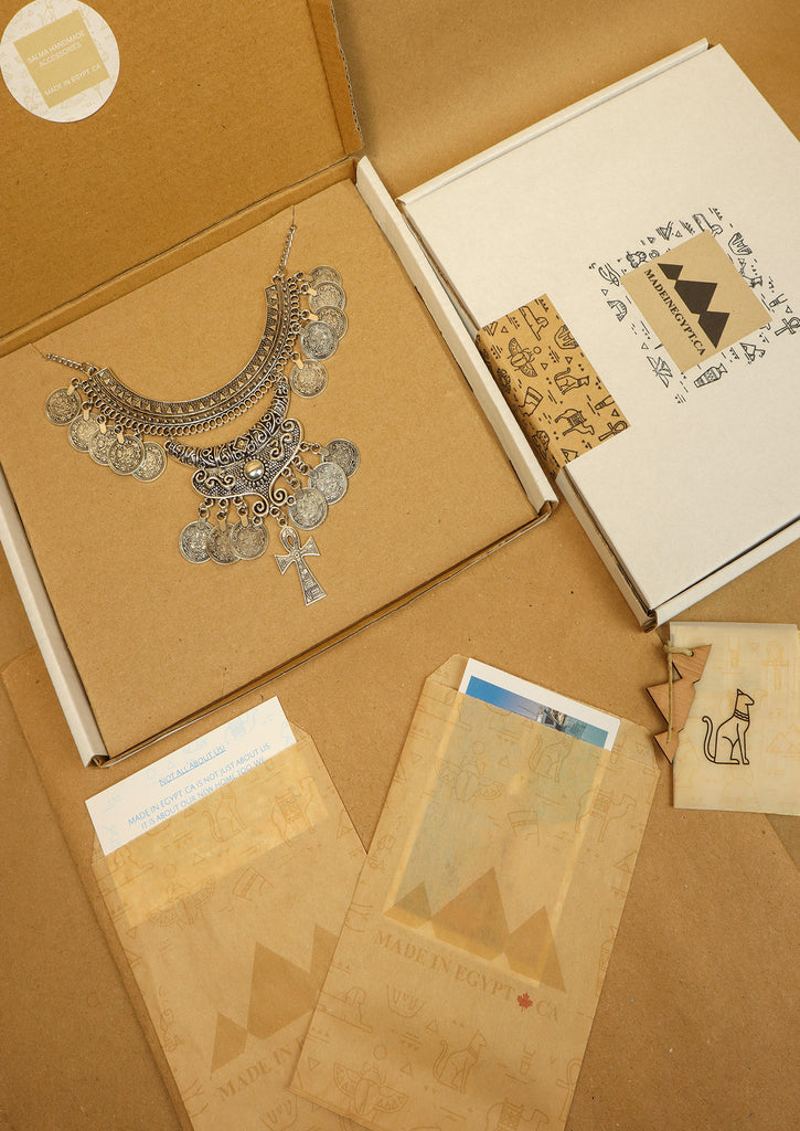 Ankh Gypsy Necklace in a kraft box and eco friendly packaging