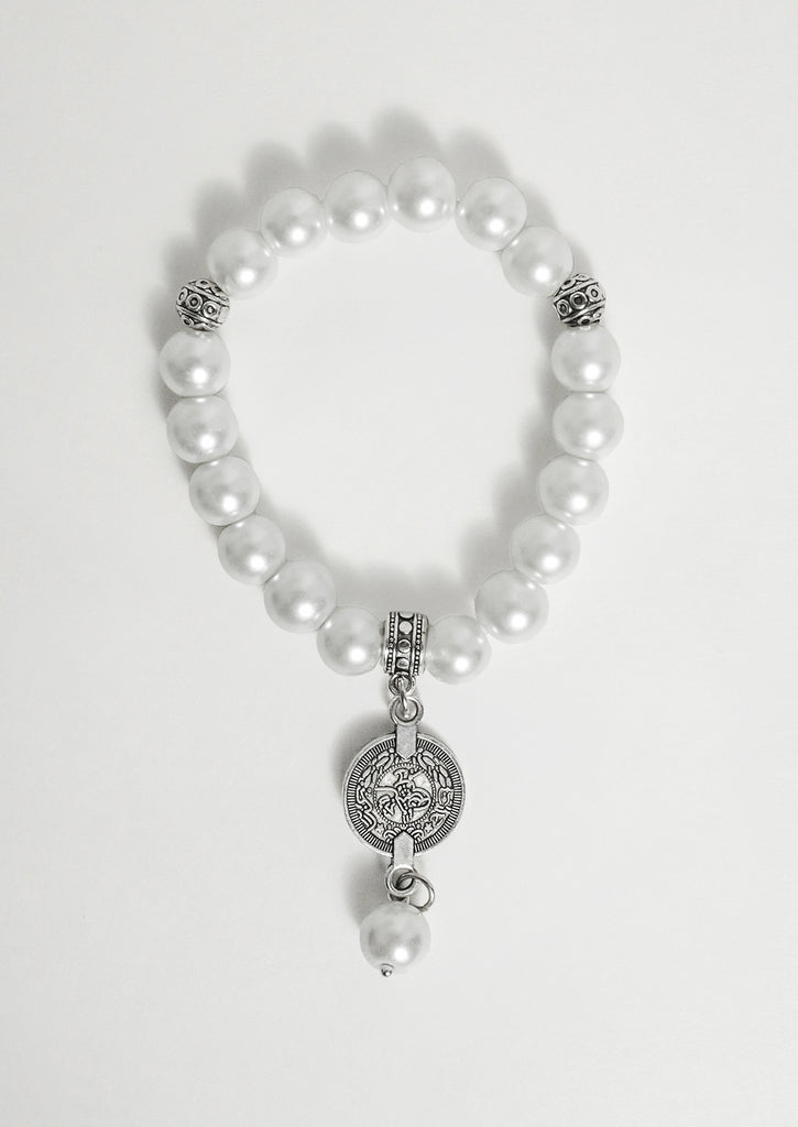 flat lay photo of Gypsy Coin Bracelet - White Pearl