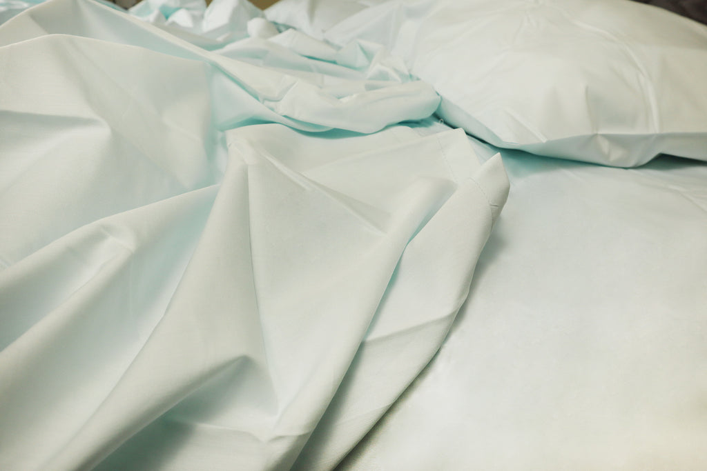 Egyptian Cotton 300 TC Sheet Set - Powder Blue , close photo