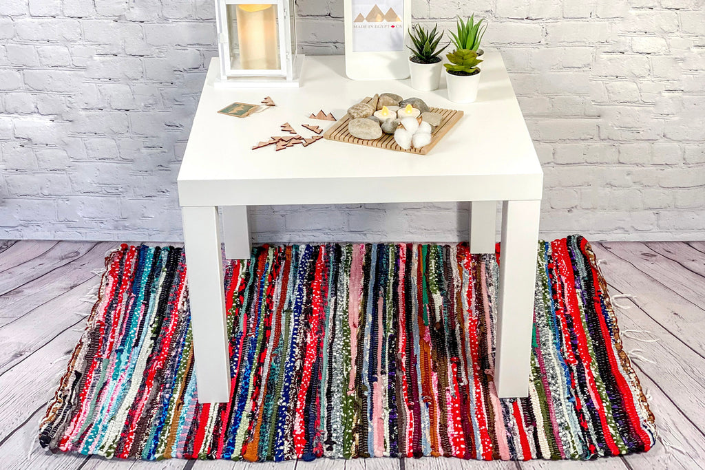 Handmade Kilim Rug under a side table