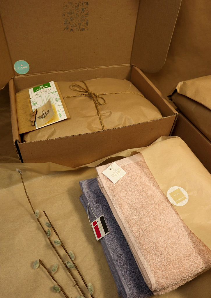 eco friendly packaging for peach towel