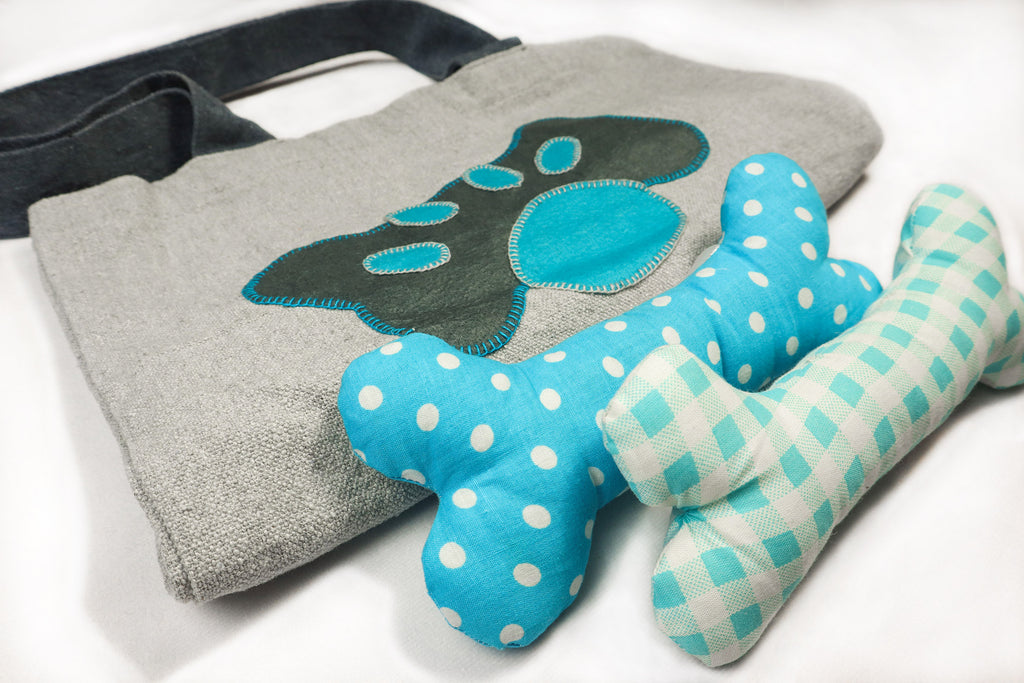 Toy N' Tote - grey | turquoise with two bones