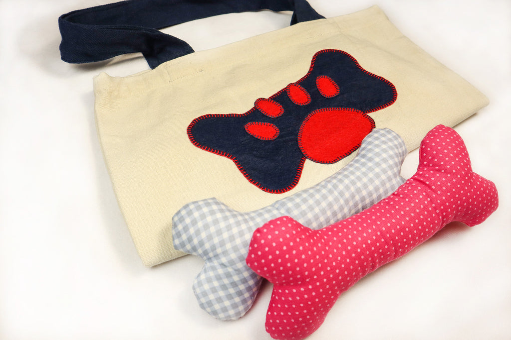 Toy N' Tote - navy | red with two bones