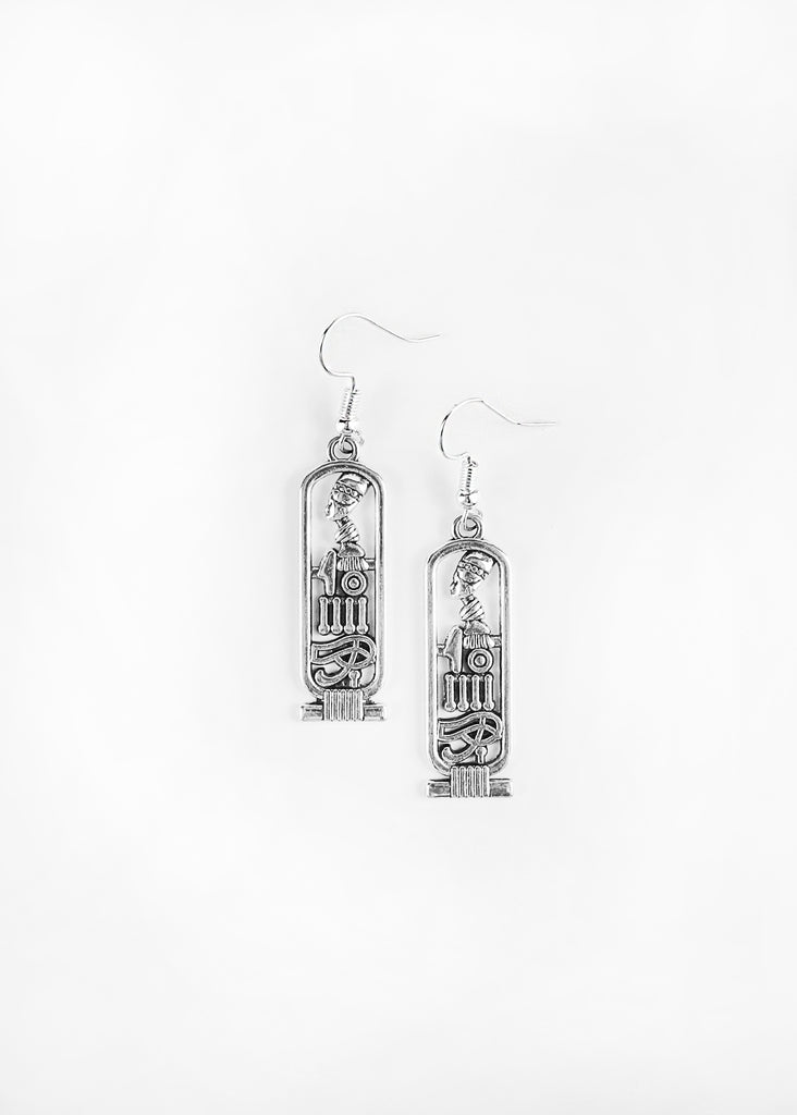 Cartouche Earrings on white background