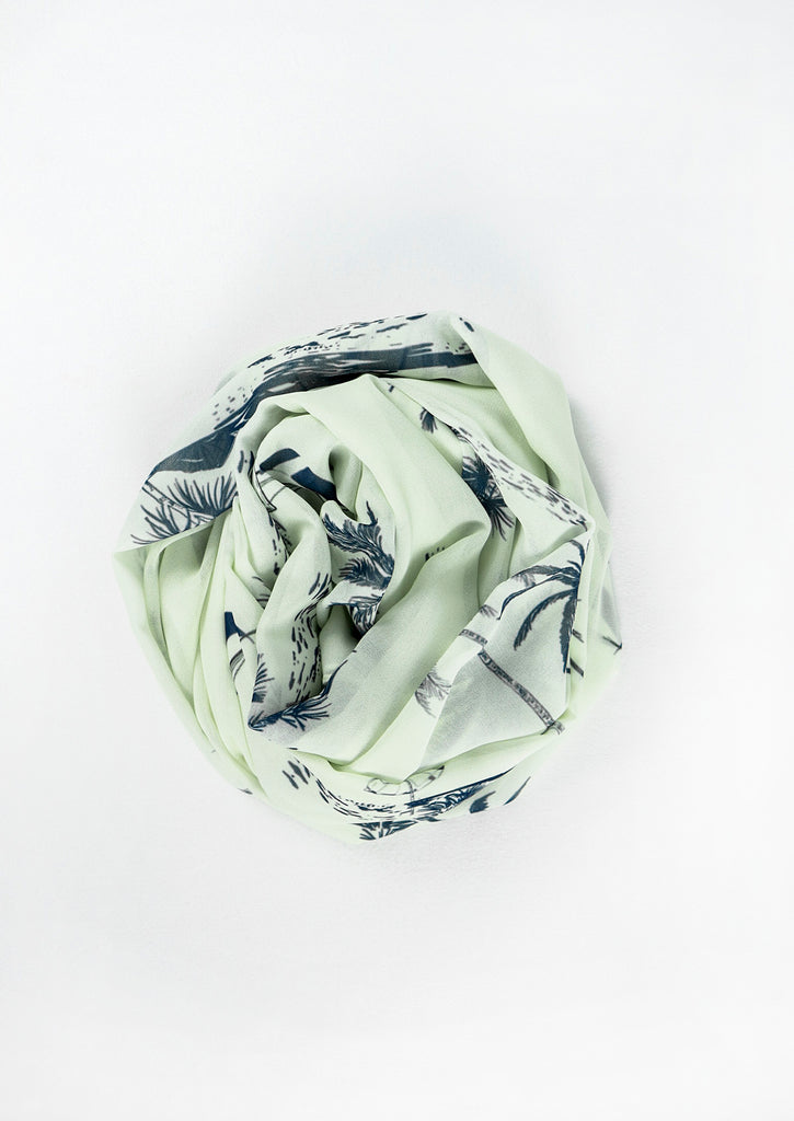 Palm Beach Scarf on white background  - rolled