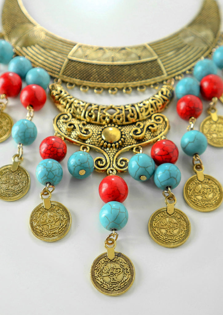 Balady Gypsy Necklace - zoomed on gypsy coins and beads