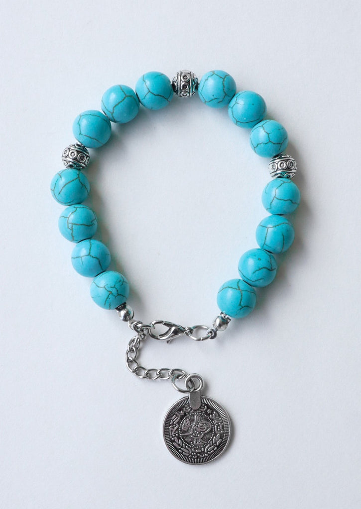 flat lay of Gypsy Coin Bracelet - Turquoise