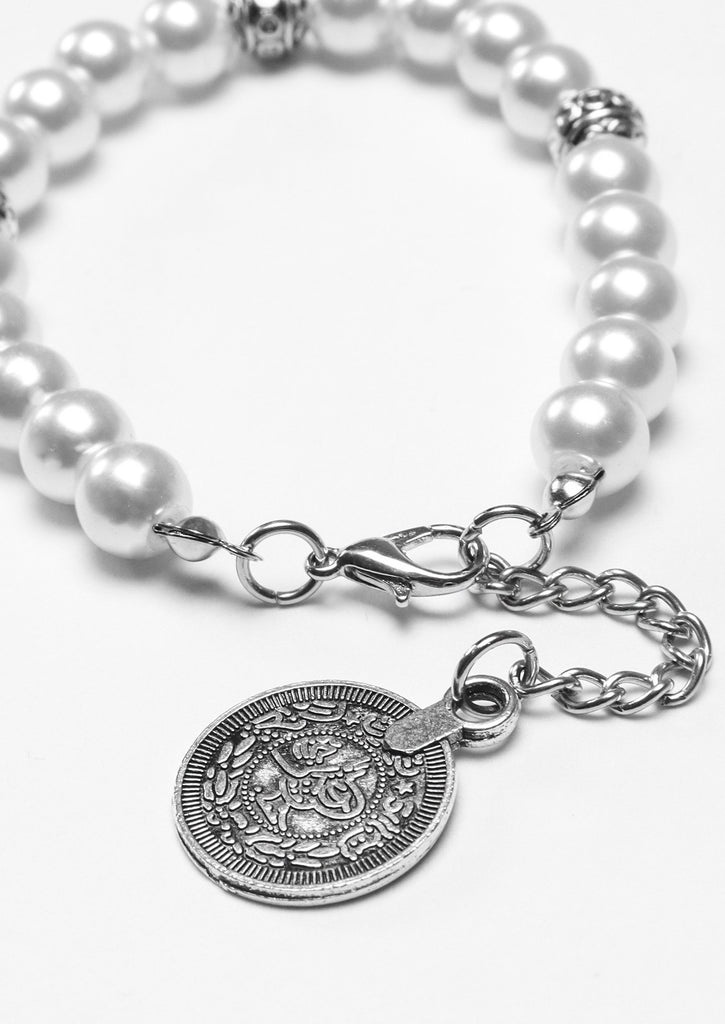 zoom photo for gypsy coin white bracelet on white background 