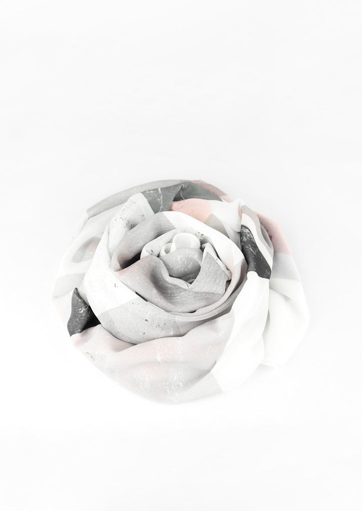 Marble Soft Hues Scarf on white background  - rolled