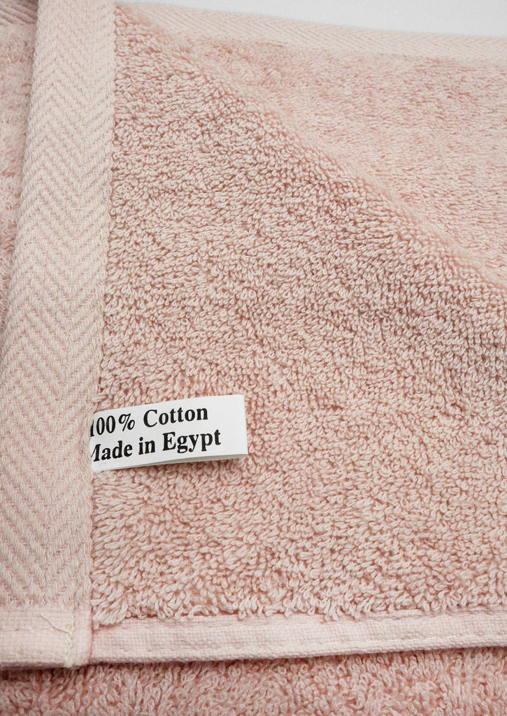 Made in Egypt label on cloud pink towel