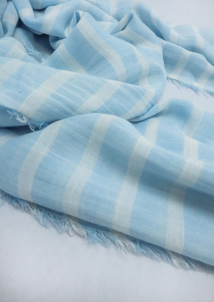 Sky Blue Scarf on white background - close zoom on material