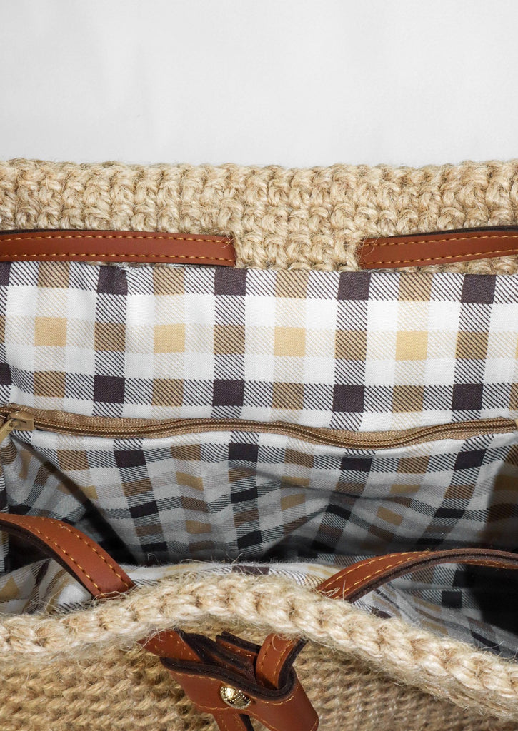  Handmade Jute Crossbody Bag - inside