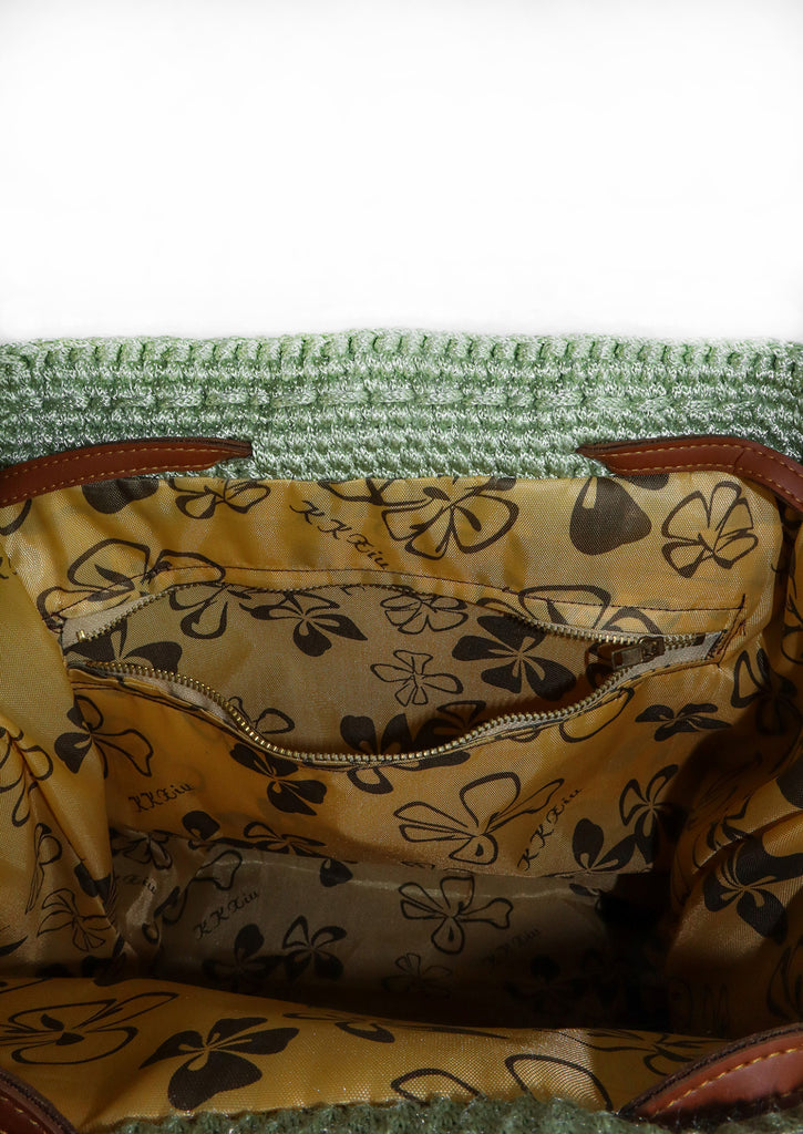 Handmade Crochet Backpack - Pistachio-inside pocket