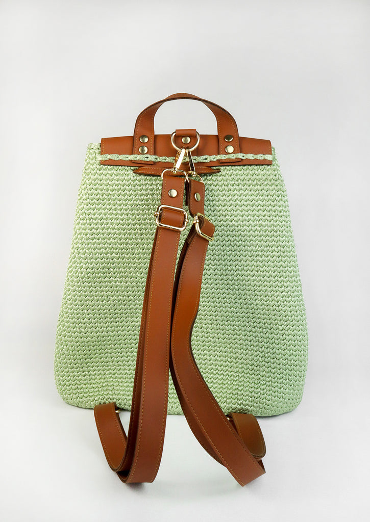 Handmade Crochet Backpack - Pistachio-back